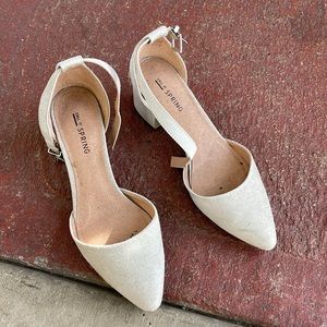 Call it Spring light blue chunky pointed heel. Size 6.5. Worn.